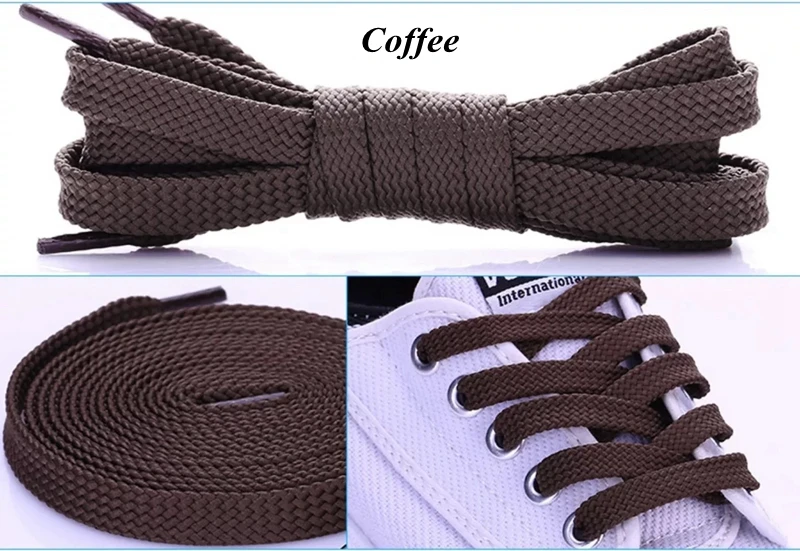 Coffee 1 пара модных спортивных повседневных шнурков, шнурки из полиэстера высокого качества 28 цветов - Цвет: Coffee