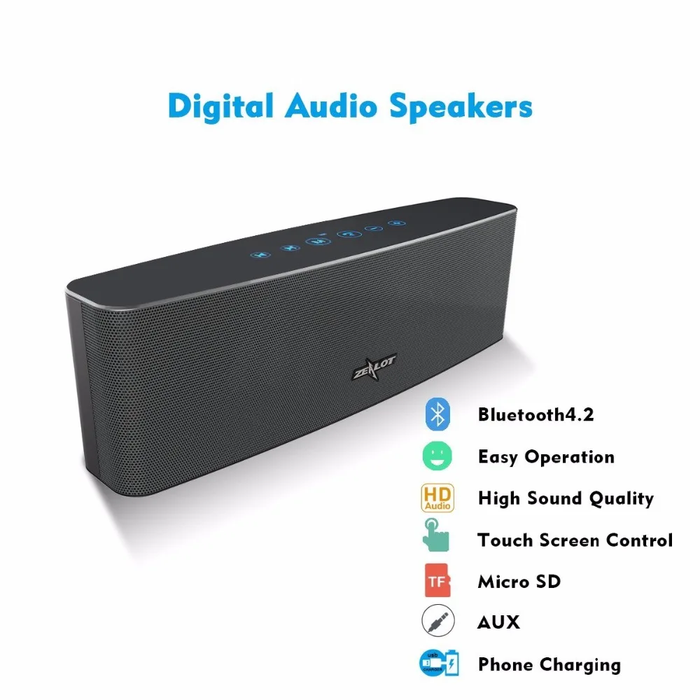 Zealot S12 портативная беспроводная bluetooth колонка с 4 драйверами уличная сенсорным