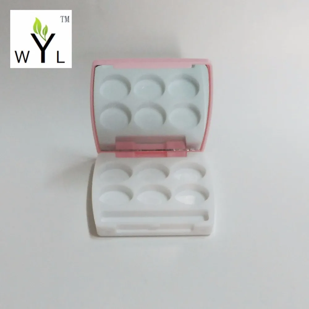 Пустой Розовый поддон для теней век с зеркалом DIY коробка румян многоразовый