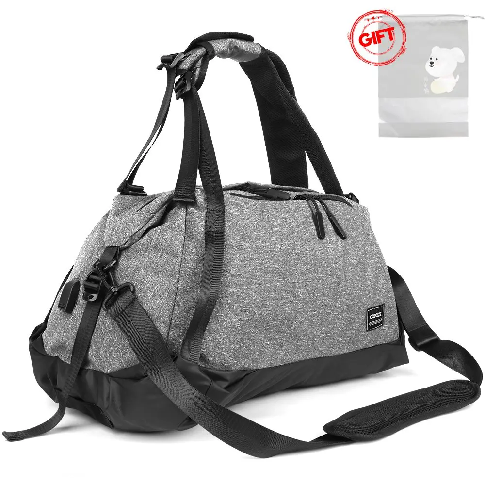 Gray COPOZZ спортивная сумка USB обувь с зарядкой Compart Мужская t 35-55L емкость для женщин Фитнес Йога подростковый мужской рюкзак путешествия Mochila досуг - Цвет: Gray