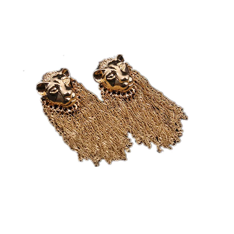 Модная геометрическая цепочка с кисточкой в виде льва|earrings fashion|fashion earringsearrings earring