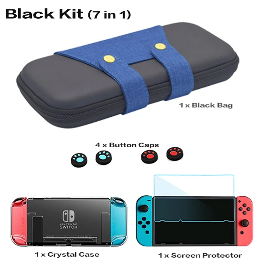 Black Kit Портативный чехол для kingd Switch, сумка для хранения, Жесткий Чехол для Nitendo Switch NS, аксессуары для консоли, Дорожный Чехол, тонкая сумка NX - Цвет: Black Kit