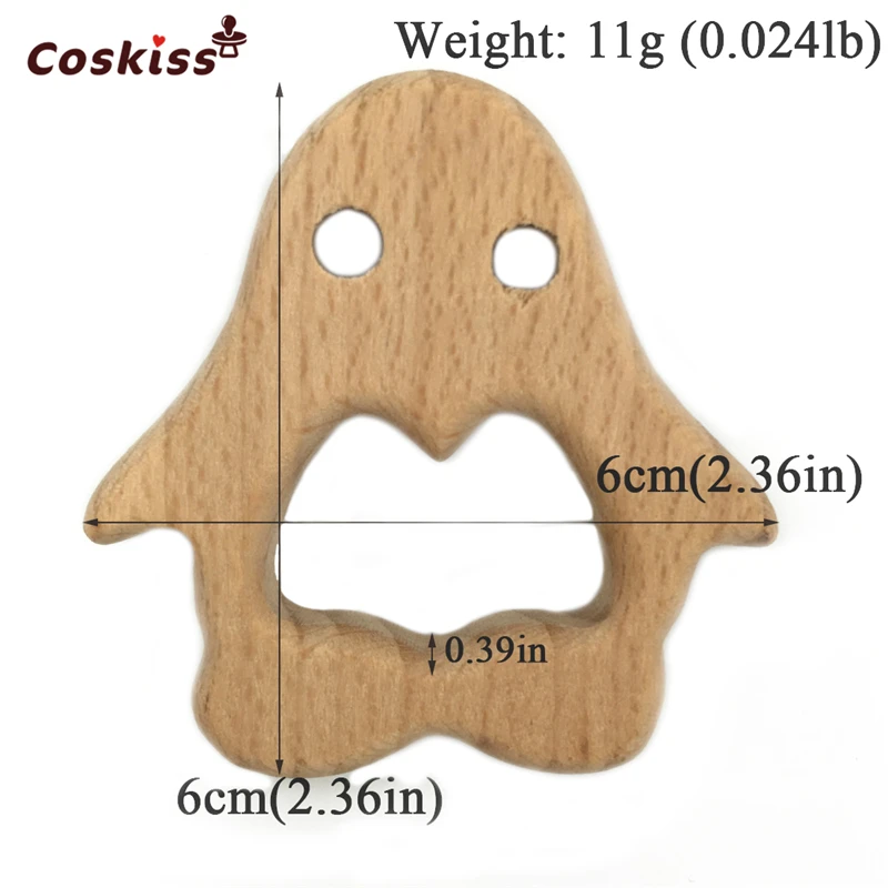 Детский Прорезыватель для зубов колокольчики из бука деревянный Пингвин