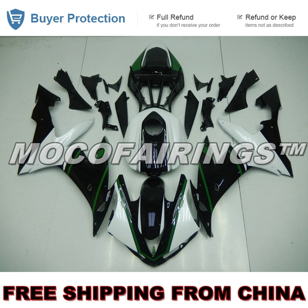 

For Yamaha YZF R1 04 05 06 100% Easy Installation Pre-Drilled Holes Injection Fairing Kit PEARL WHITE AND BLACK