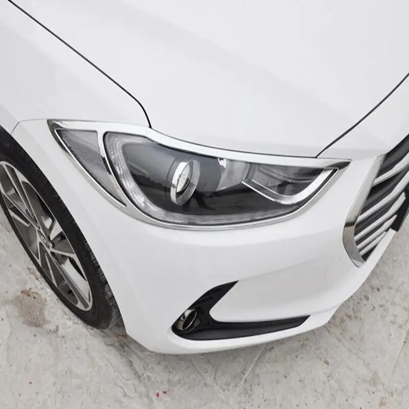 2 шт. хромированные накладки на автомобильные фары для Hyundai Elantra 2016 2017