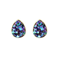 wholesale 2020 hot sale teardrop earrings round shape dazzling quartze stone druzy dot stud earrings for women fashion jewelry