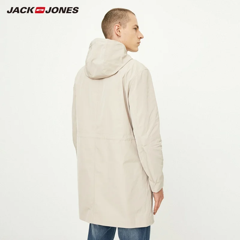JackJones Men's Basic Hooded Long Trench Coat Business Casual Windbreaker Menswear 218321522 | Мужская одежда