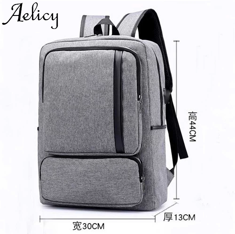 Aelicy Мужской USB рюкзак сумка для компьютера Простой деловой Противоугонный