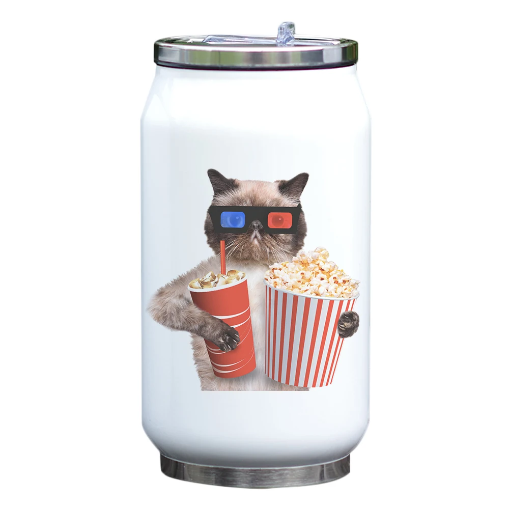 11oz Cola Water Can Fantastic Designed Cats Theme Insulated Thermos Double Wall Stainless Steel Vacuum Bottle Gift for Kids | Дом и сад