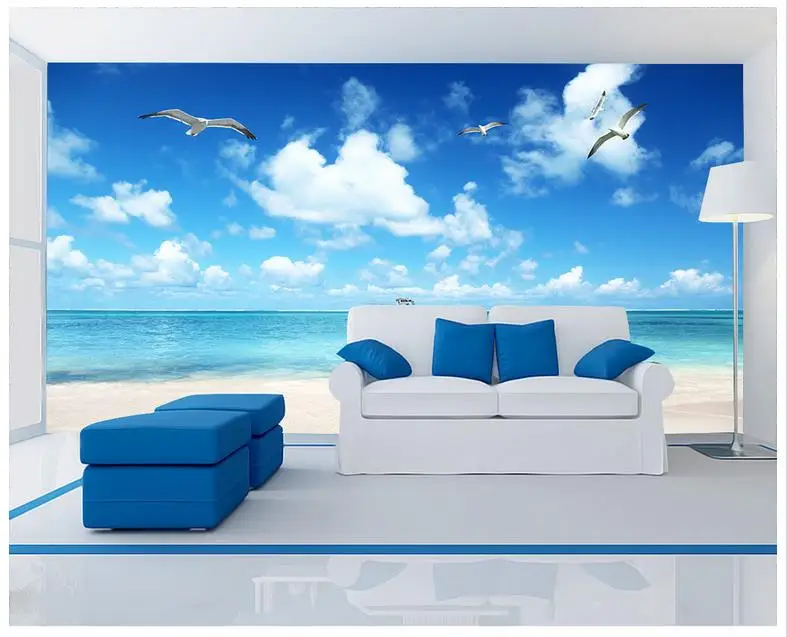 

3D настенные фрески обои на заказ картина Фреска пейзаж обои морской пейзаж, морское побережье пейзажная ТВ стена фон фрески Декор