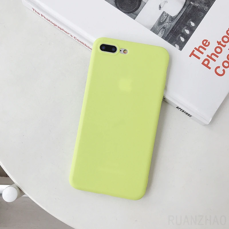 Роскошный чехол для телефона iPhone 6 6s 7 Plus XR XS Max простой однотонный мягкий из ТПУ 8