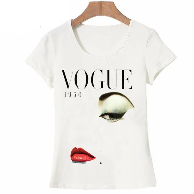 2017 новая летняя модная женская футболка с коротким рукавом VOGUE 1950 принтом губной