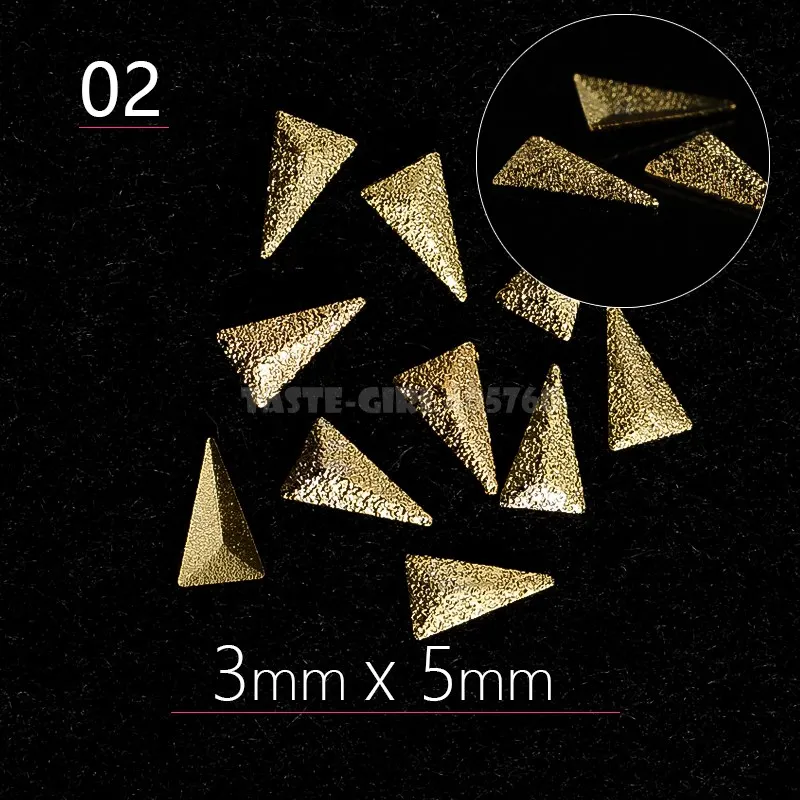 2. 3D Triangle3X5m G 500 шт./упак. матовый цвет серебристый, Золотой 3D прямоугольник Triagnle в форме квадрата в форме звезды с голубыми овальными висячие серьги с металлическими заклепками; Нейл арт драгоценные камни оформление «сделай сам» с заклепками - Цвет: 2. 3D Triangle3X5m G