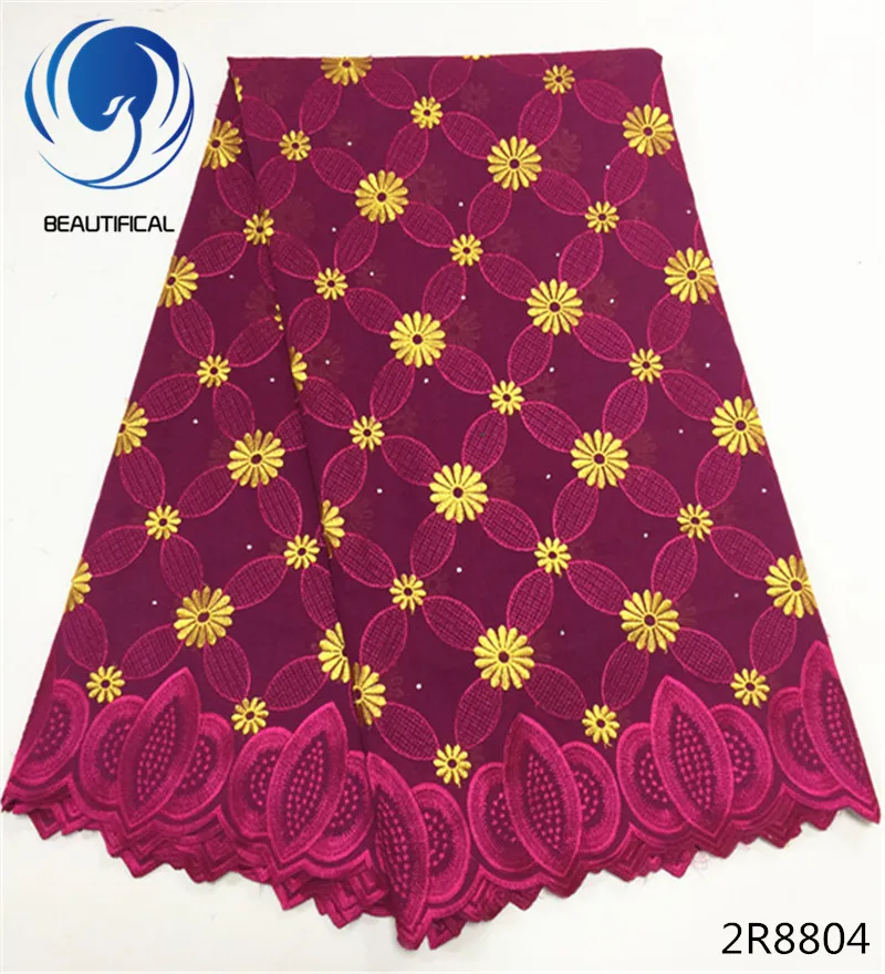 Beautifical White swiss voile lace fabric with red embroidery Fashion design african cotton stones 5yards 2R88 | Дом и сад