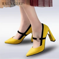 big size 34 46 women buckle strap pumps shoes pointed toe single shoes sexy party wedding elegant fashion women pumps mary janes