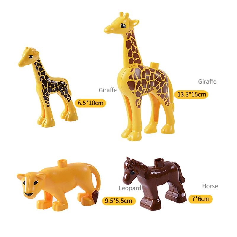 Diy строительные блоки совместимые с Lepining Duploe ZOO модели животных динозавр олень