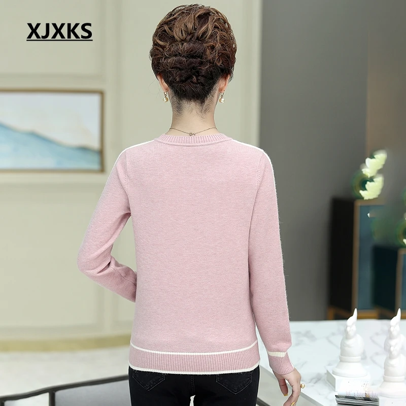 XJXKS, новинка, Зимняя мода, Pull Femme Hiver, хороший эластичный свитер, пуловер, Базовая рубашка, Топ с длинным рукавом, кашемировые свитера