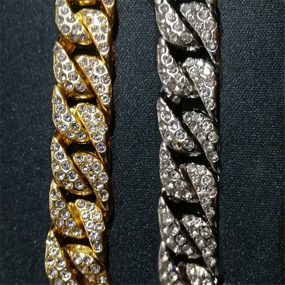 Мужской браслет в стиле хип хоп золотой серебряный с кубинскими звеньями мужские