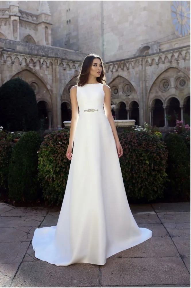 Vivian's Bridal простое летнее светоотражающее атласное свадебное платье