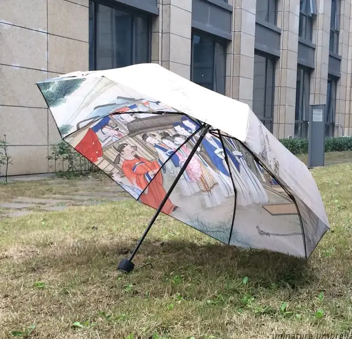 Литературный креативный китайский Рисунок Красная Луна Зонт мечты ручная