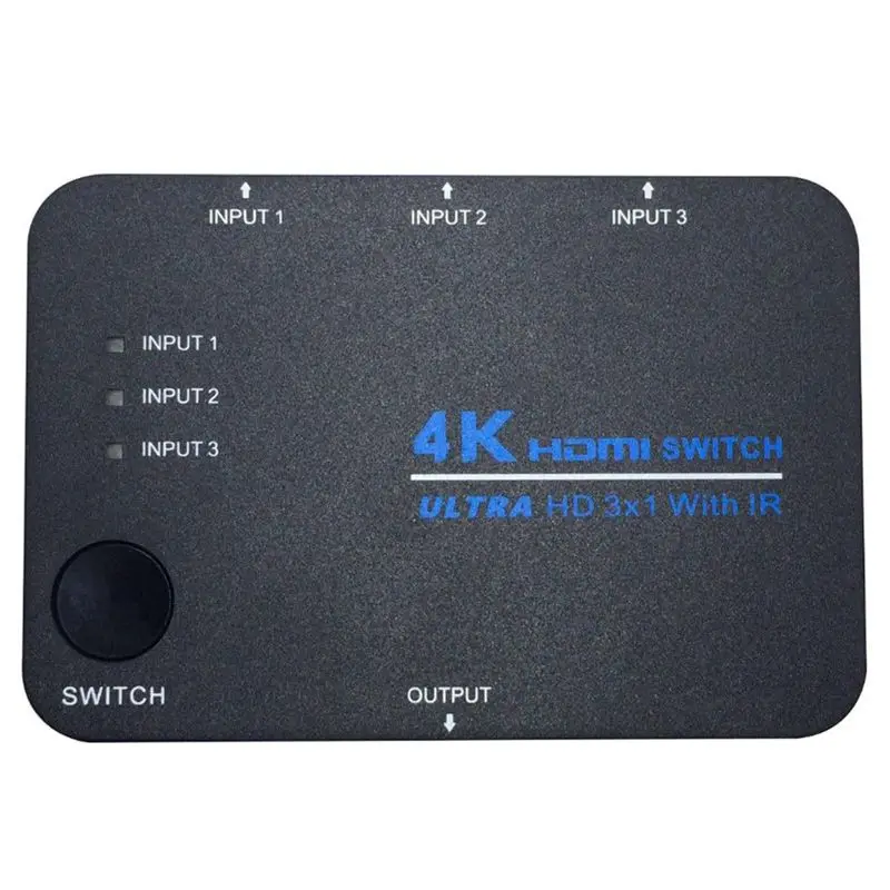 4K видео HDMI коммутатор 3X1 сплиттер 3 в 1 выход адаптер с ИК пультом дистанционного
