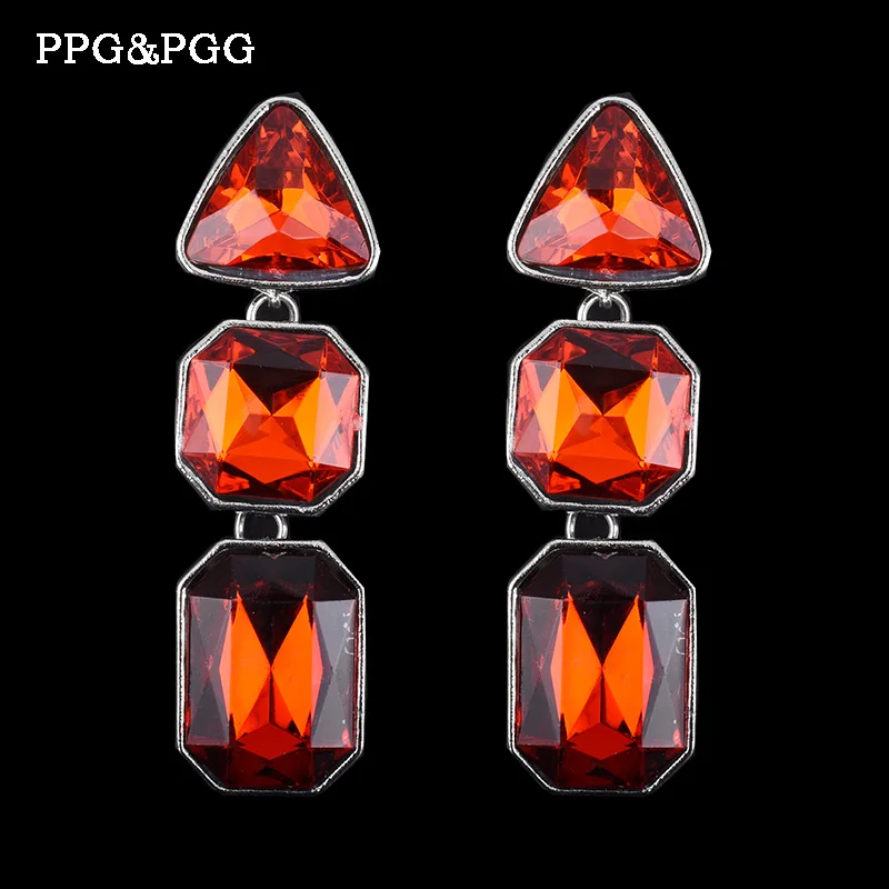 2020 Exquisite Vintage Classic brincos trend crystal geometric long stud earrings women red fashion statement earings | Украшения и