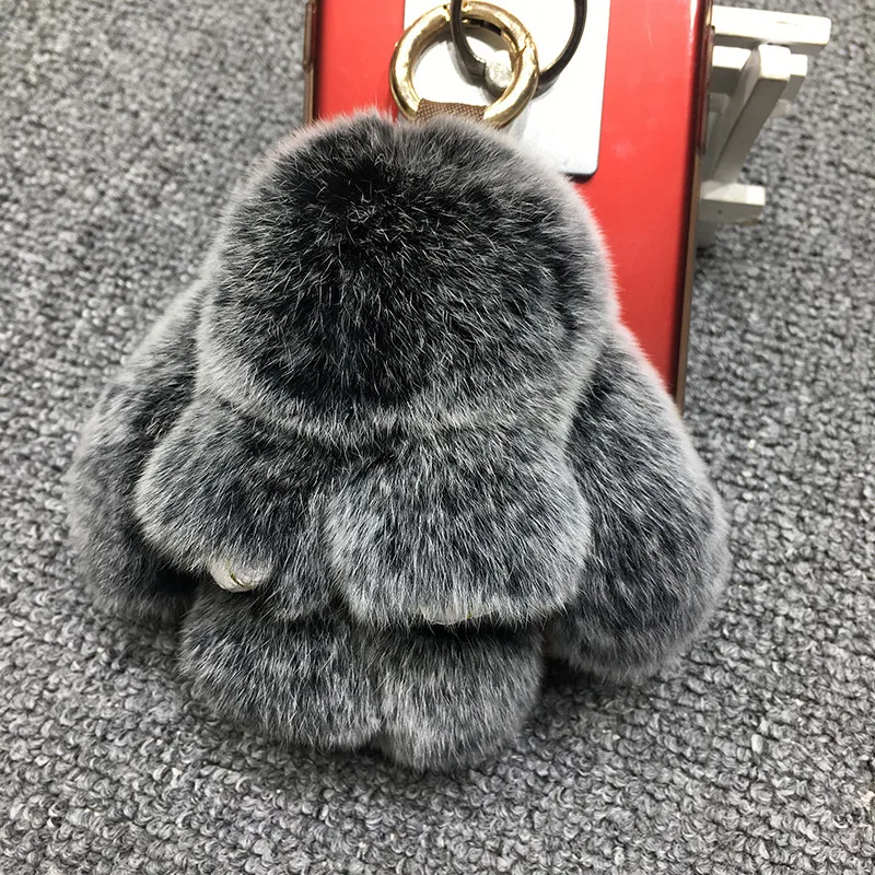 Mini Fluffy Rex Rabbit Fur Keychain Cute Bunny Key Chain Women phone Bag Charm Pom Ball Toy Doll Car Keyring | Украшения и