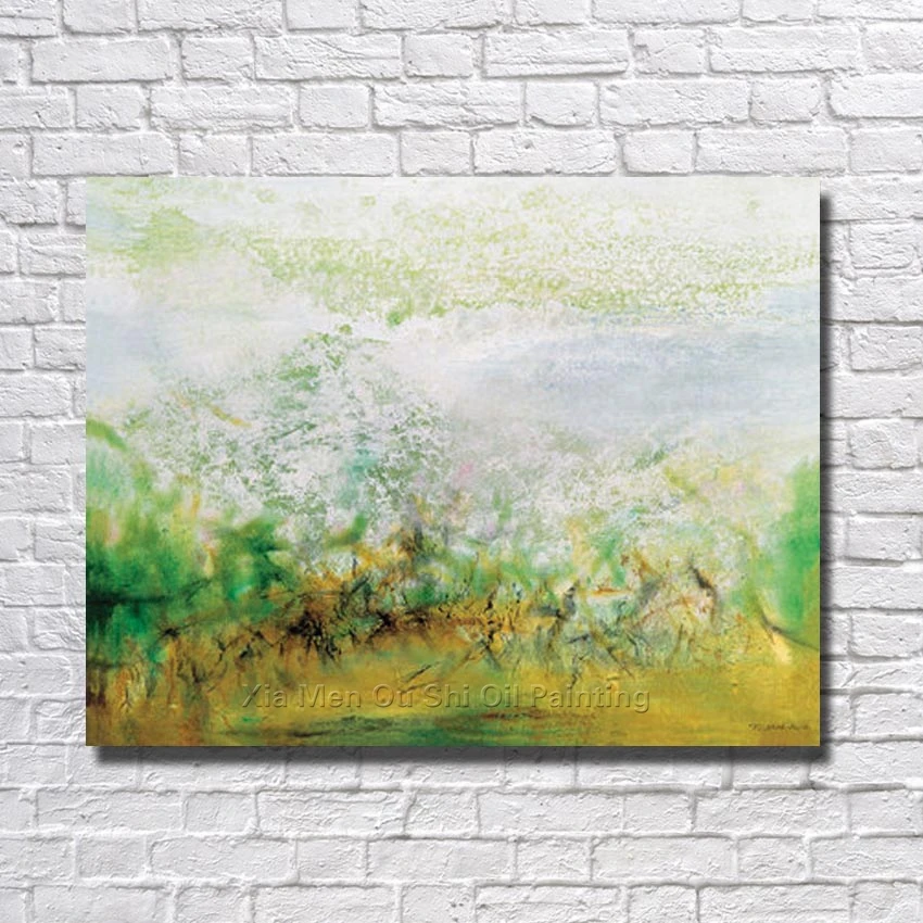 

Oushi Oil Painting Hand Painted Oil Painting On Canvas Abstract Green Oil Painting Canvas Wall Art Living Room Decor no Frame