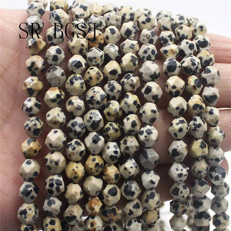Free Shipping 8mm Faceted Round Polygonal Dalmatian Jaspers Natural Gems Stone Loose Beads Strand 15&quot | Украшения и