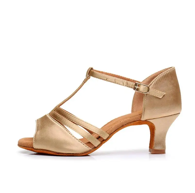 beige 5cm Танцевальная обувь для сальсы, женская обувь для латинских танцев, женские кроссовки для девочек, танцевальная обувь для женщин, джаз, Бальные, 3 цвета, каблук 5 см/7 см, A108 - Цвет: beige 5cm