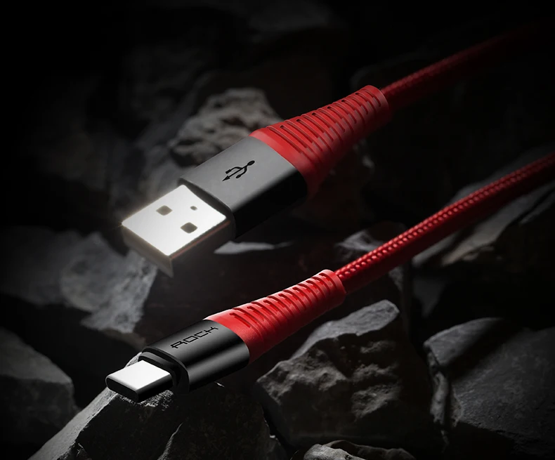 ROCK 3A usb type-C кабель высокопрочный usb type-c кабель для быстрой зарядки и синхронизации данных для Galaxy S8 plus Note 8 Oneplus 2 Xiaomi