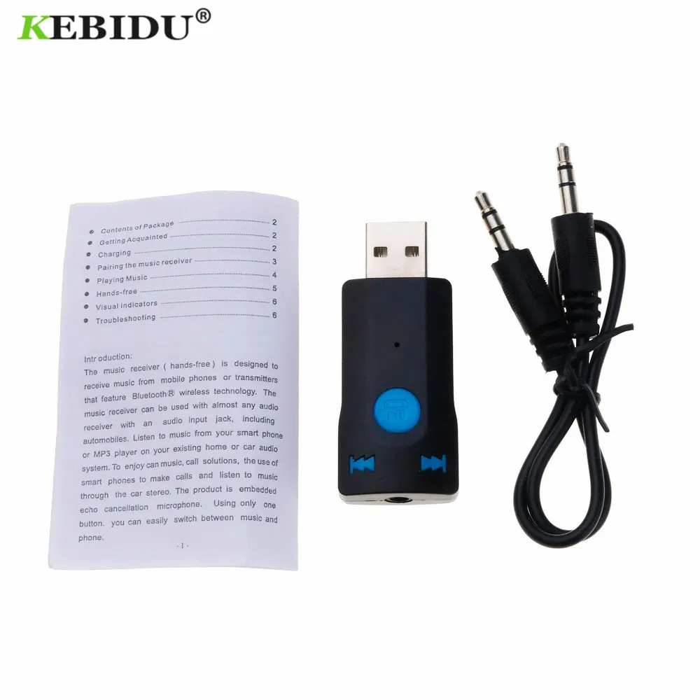 USB Bluetooth ресивер стерео KEBIDU Handsfree музыкальный с микрофоном 3 5 мм потоковое видео A2DP
