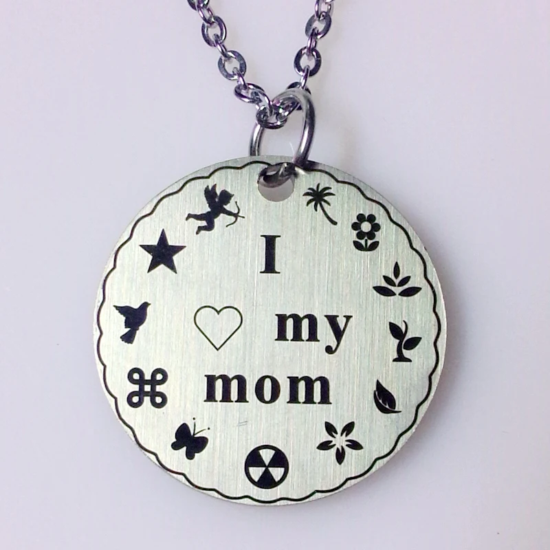 

10pcs/lot stainless steel i love my mom charm letter pendant necklace