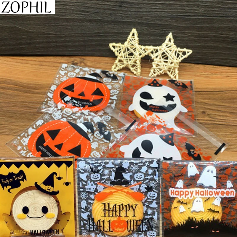 ZOPHIL 50 шт 10 см * Хэллоуин украшения самоклеющиеся мультфильм OPP подарки сумки DIY