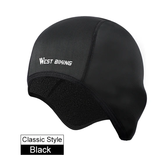 Black WEST BIKING, зимняя велосипедная Кепка s, ветрозащитная Теплая Флисовая велосипедная шапка, уличная спортивная Балаклава для катания на лыжах, сноуборде, бега, шлема - Цвет: Black