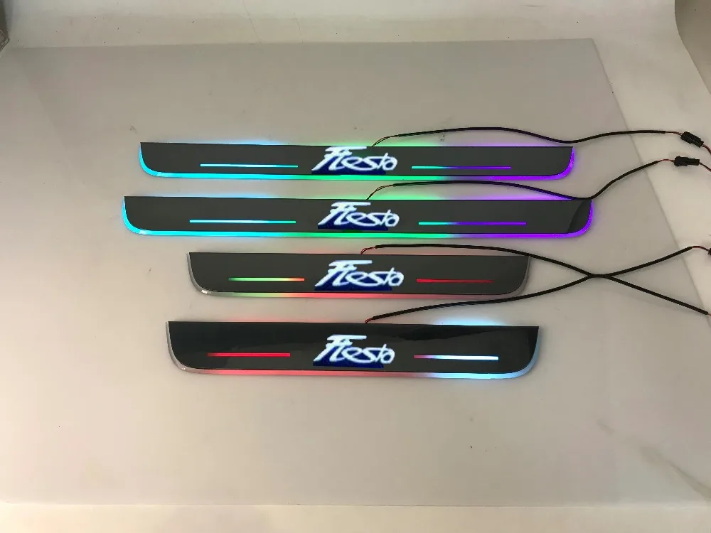 

eOsuns car accessories Led moving light scuff pedal for ford fiesta 2013-2016 daynamic door sill welcome pedal mouldings pedal