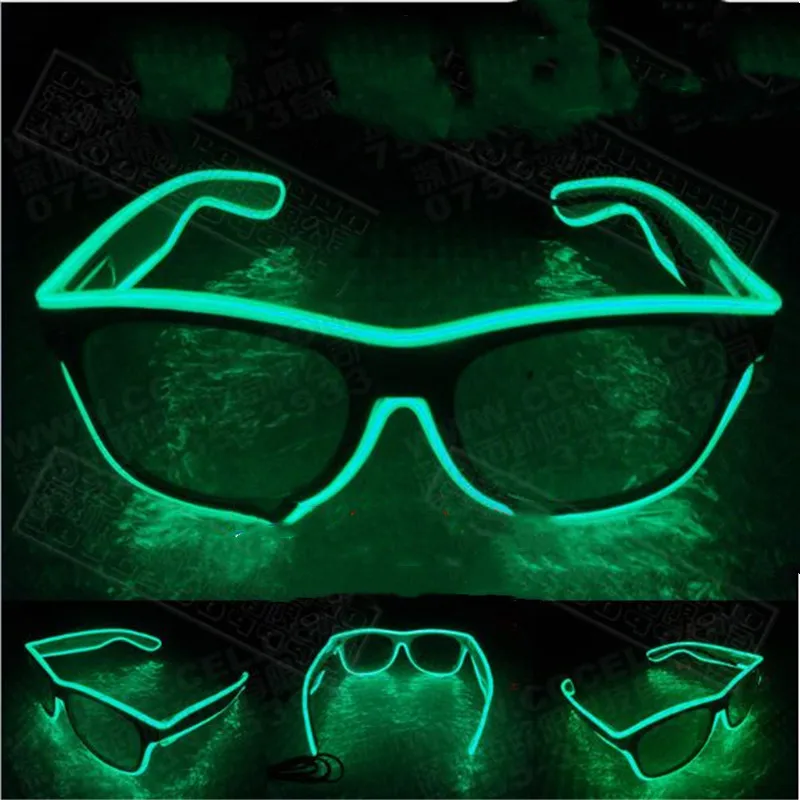 C Turquoise green 1 шт. мигающий EL провода светодиодный очки световой вечерние декоративный светильник ing классический подарок яркий светодиодный светильник со шнуровкой вечерние солнцезащитные очки для женщин - Цвет: C Turquoise green