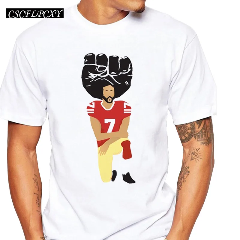 Новейшая модная мужская футболка Colin Kaepernick Kneeling Забавные топы с принтом футболки