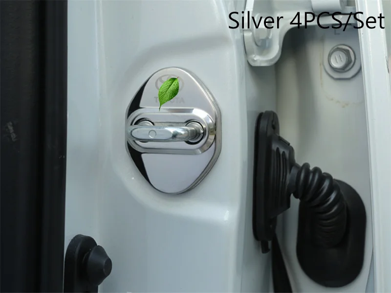 Silver Автомобильные аксессуары Нержавеющая сталь Дверные замки Защитная крышка авто-Стайлинг 4 шт./компл. для Toyota Avalon - Название цвета: Silver