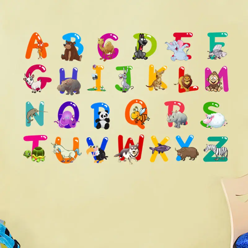 Съемный с изображением букв алфавита Водонепроницаемый ПВХ Стикеры для