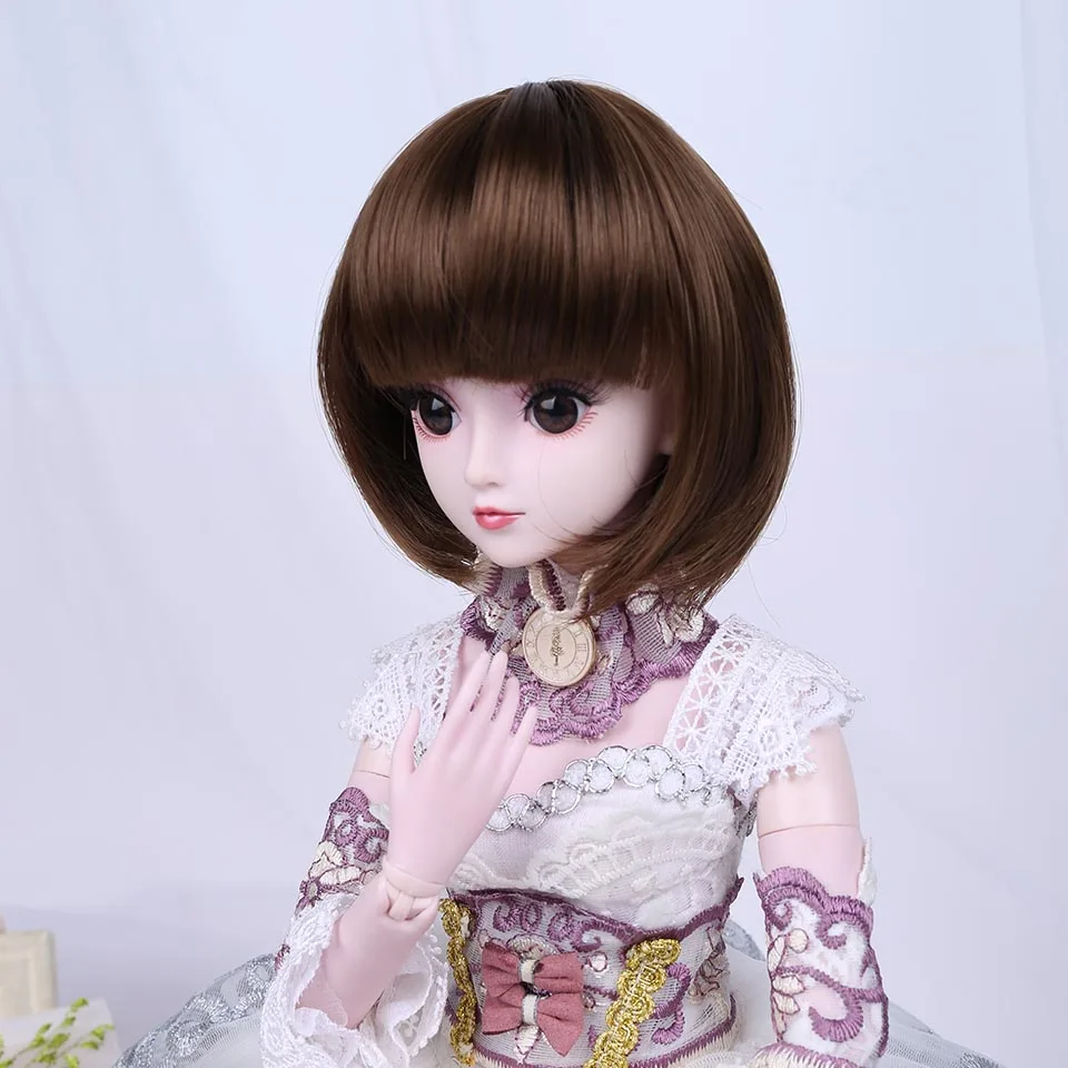 Cataleya BJD парик 1/3 1/4 короткие черные прямые и кудрявые челки волос Высокая температура волокна для куклы - Цвет: 4