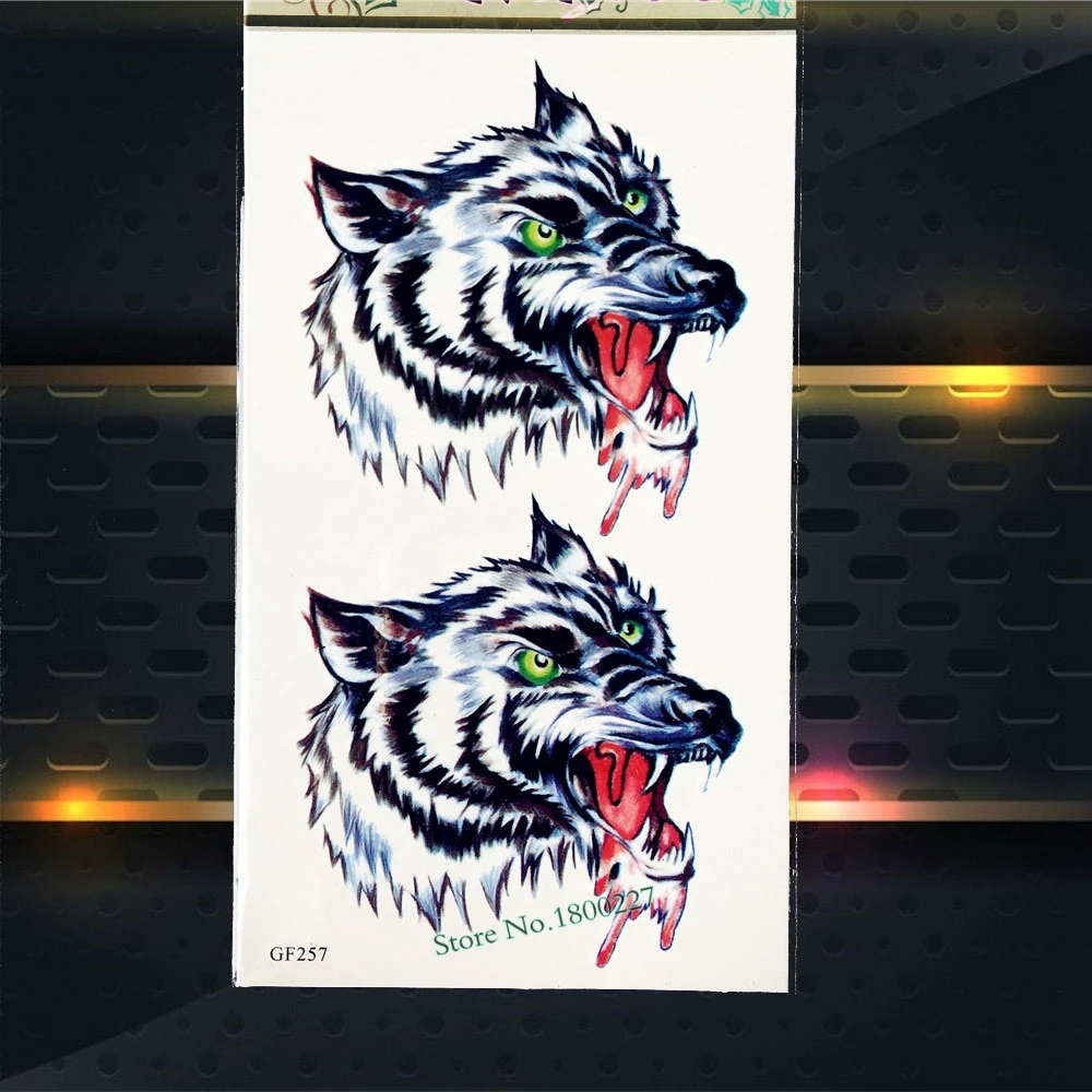 3D яркие волк зверь Временные татуировки дети Для мужчин Средства ухода за кожей