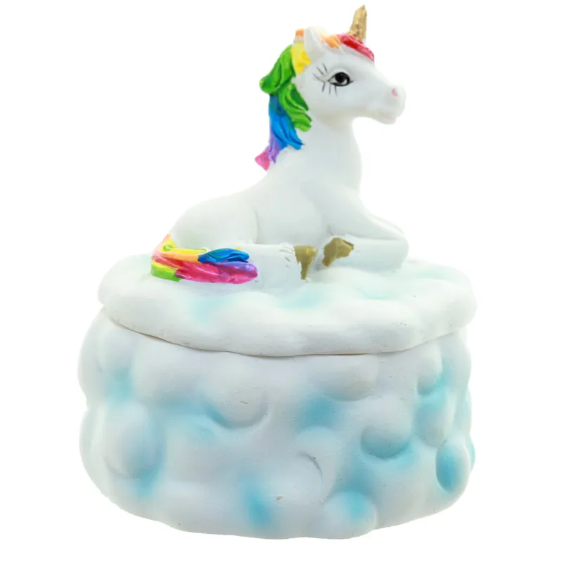 

Collectible Rainbow Unicorn Cloud Trinket Box Fairy Horse Jewel Case Jewellery Box Cloud Keepsake Box with Fairytale Unicorn Lid