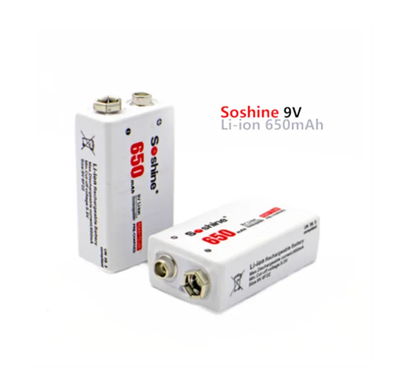 2 шт. литий ионный аккумулятор Soshine 9 в 650 мАч + 1 интеллектуальное зарядное
