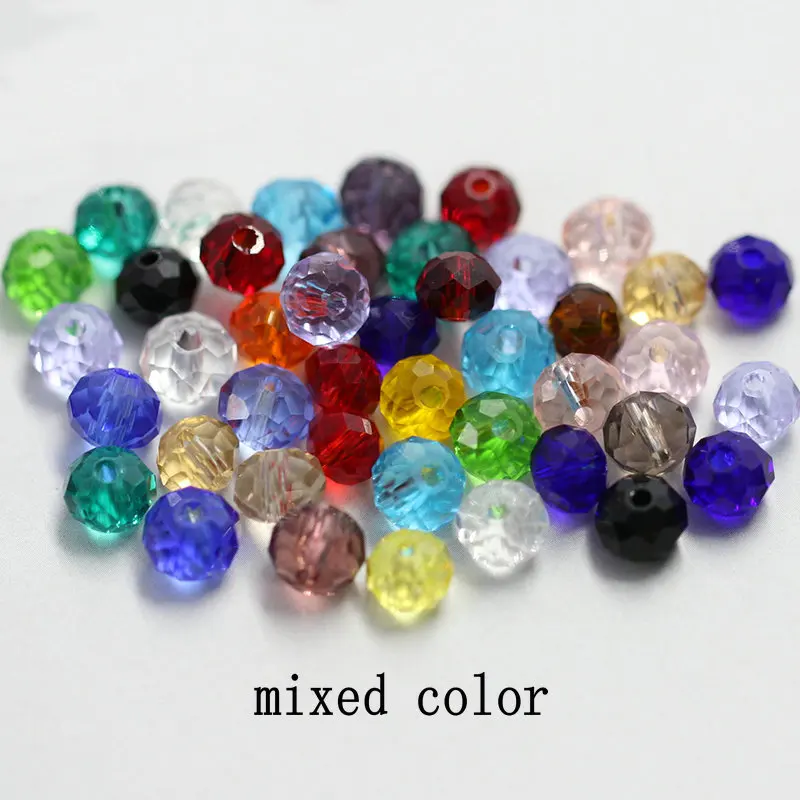 mixed color Большая распродажа 6-8 мм круглые Кристальные бусины разноцветные шармы стеклянные свободные бусины для изготовления украшений о - Цвет: mixed color