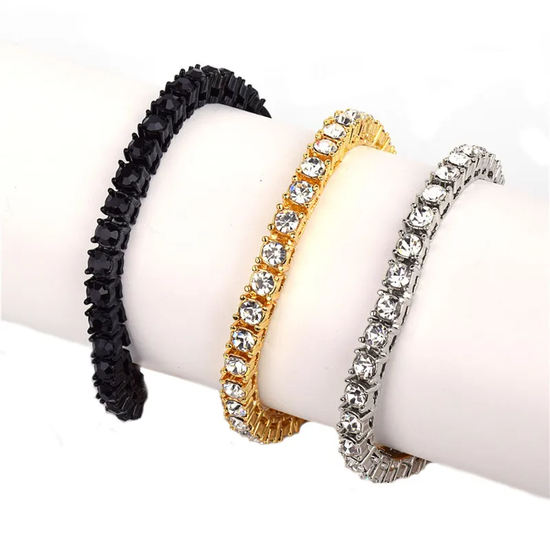 Хип-хоп 1Row Bling CZ Iced Out Стразы браслет из Кубического циркония теннисные цепи браслеты для женщин мужчин ювелирные изделия розовый красный