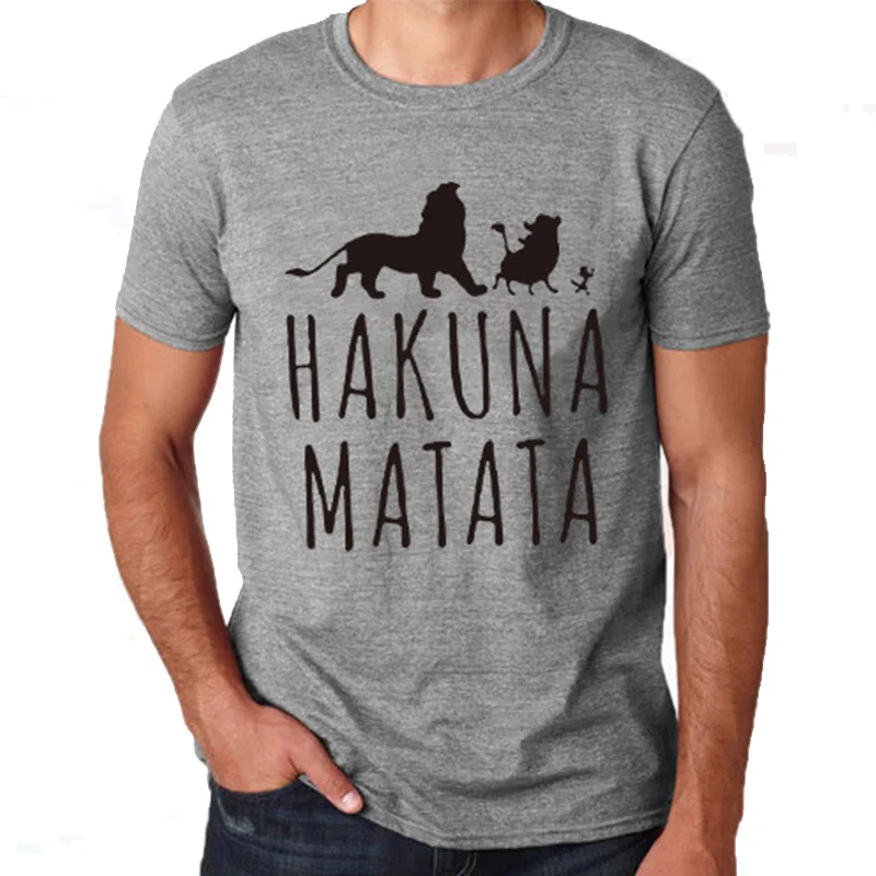 Черная/серая/белая HAKUNA MATATA Lion мужская футболка Повседневная полиэфирная Летняя с