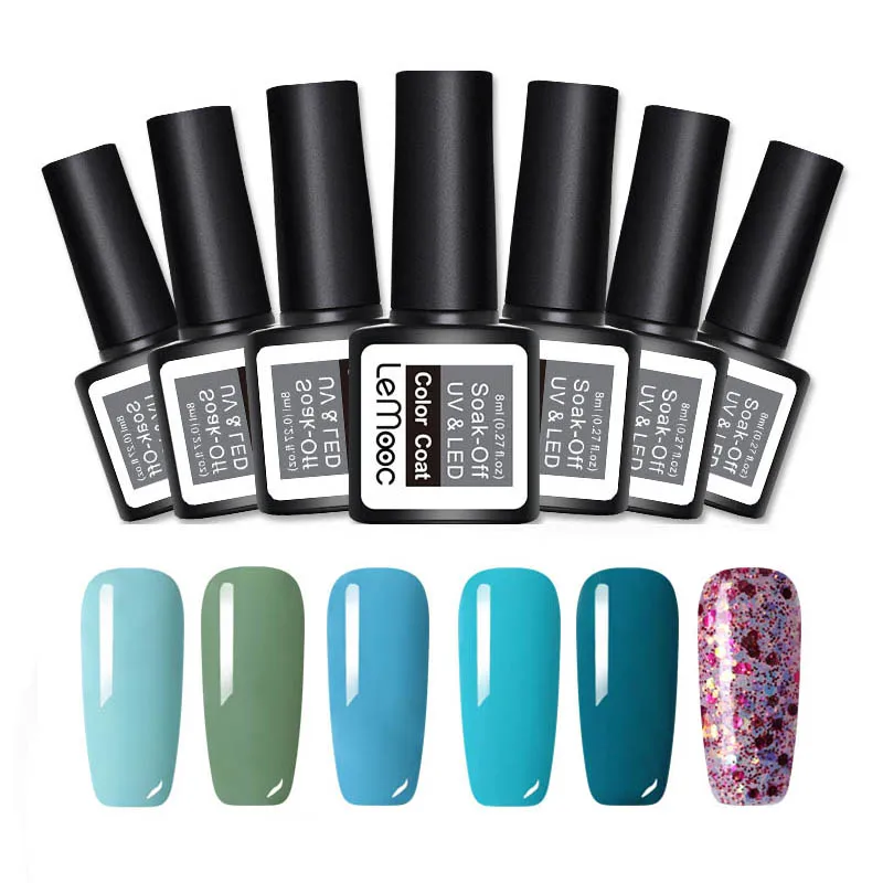 Set 26 LEMOOC 6 шт./компл. 8 мл однородного цвета для ногтей гель блеск польский UV Soak Off стойкий гель для ногтей UV гель Лаки лаковое гелевое покрытие для ногтей - Цвет: Set 26