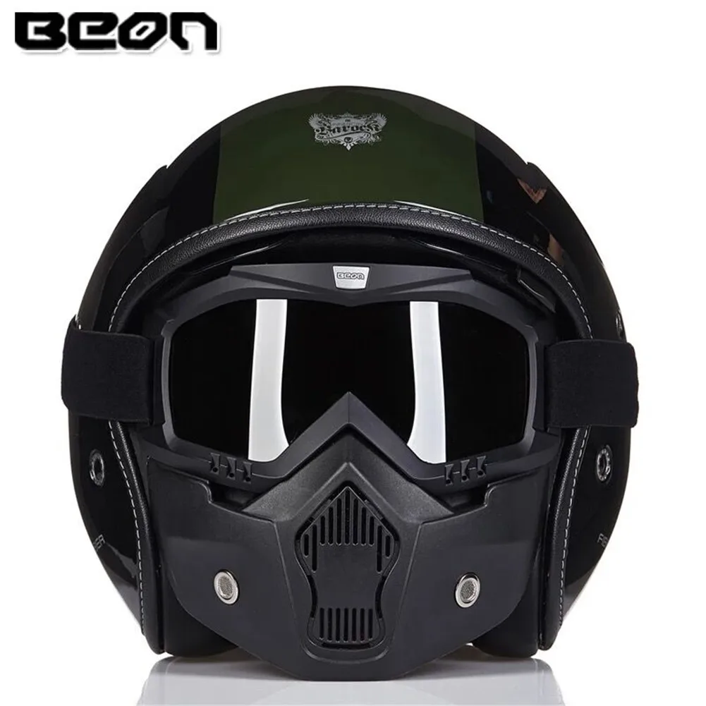 BEON стекловолокно moto rcycle шлем полицейский чоппер с открытым лицом B11782 винтажный