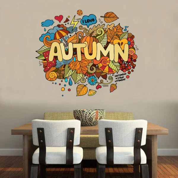 

I Love Autumn Illustration Fashion Wedding Decor Vinyl Waterproof Wall Sticker Bedroom Wallpaper Wall Decal Baby Rooms Decor